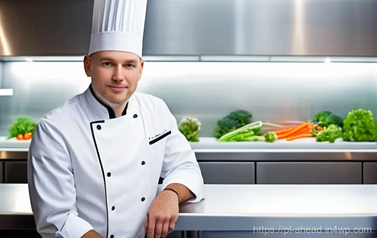 미래 식단의 맛과 품질 유지 전략 - **Prompt:** A skilled, diverse Polish chef, wearing a crisp, modern white chef's jacket, stands prou...