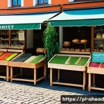 Home 21 비건 대체 식품의 발전과 소비자 반응 - A vibrant farmer’s market scene in a Polish small town showcasing local producers selling a variety ...