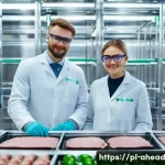 Home 19 고품질의 대체 단백질 개발 동향 - A high-resolution close-up of a modern plant-based protein production facility in Poland, showcasing...