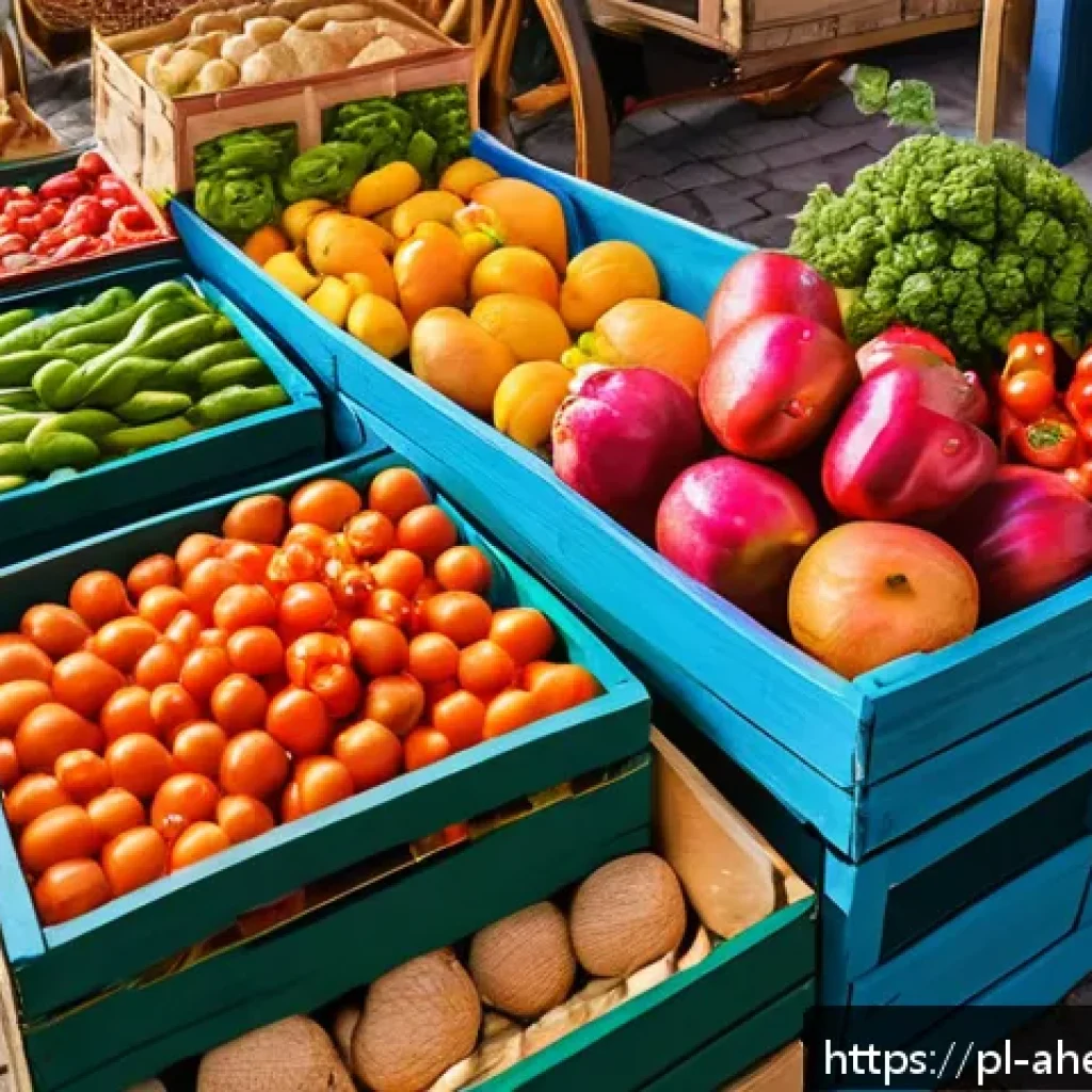 로컬 푸드의 중요성과 미래 - A vibrant local farmers market scene in Poland during early autumn, featuring fresh seasonal vegetab...