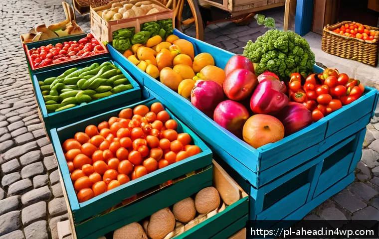 로컬 푸드의 중요성과 미래 - A vibrant local farmers market scene in Poland during early autumn, featuring fresh seasonal vegetab...
